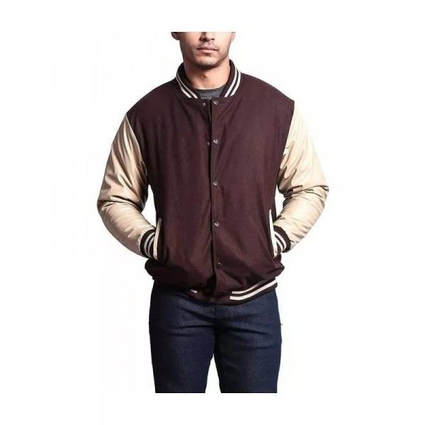 Men's Letterman Baseball Brown Varsity Jacket