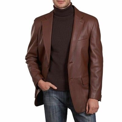 Men's Genuine Soft Lambskin Leather Blazer Coat