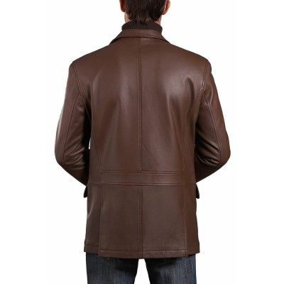 Men's Genuine Soft Lambskin Leather Blazer Coat