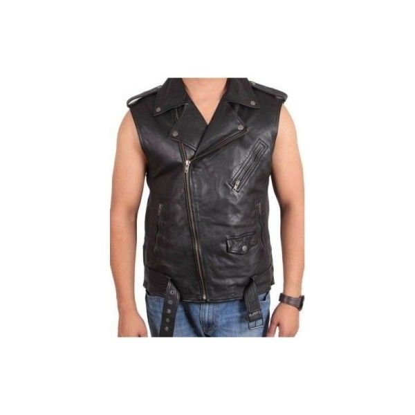 Men Vest Style Jacket Genuine Lambskin Black Leather Designer Vest